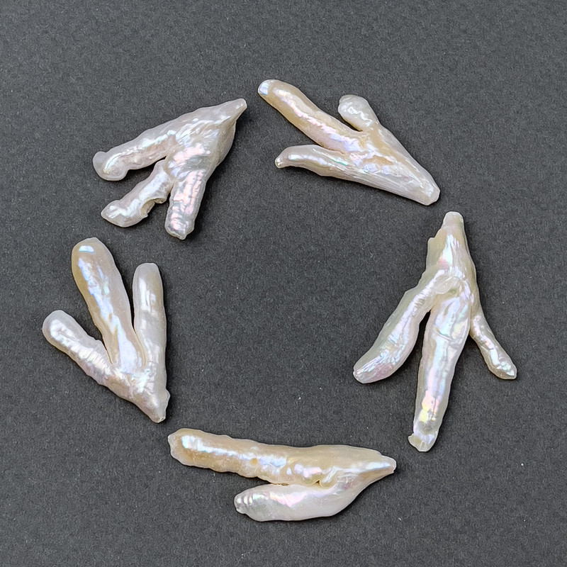 Baroque pearls with petrol tint, d 24×37mm±, through-hole, length 37cm± (each)