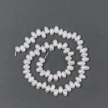 Freshwater White Oval Pearls on a Thread, diameter 9.5×6 mm ±, length 36 cm ±