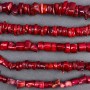 Natural Coral Beads, cut, on thread, 11x8mm+-, 10x5mm+-, length 43cm+- (per 100 g) (assorted sizes)