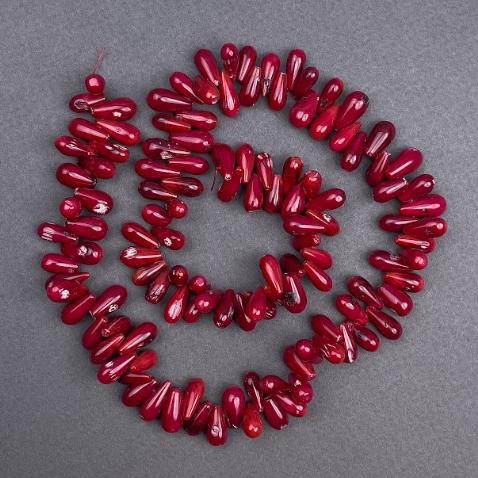Natural Coral Bead grains, diameter 13×6mm±, length 40cm± on thread