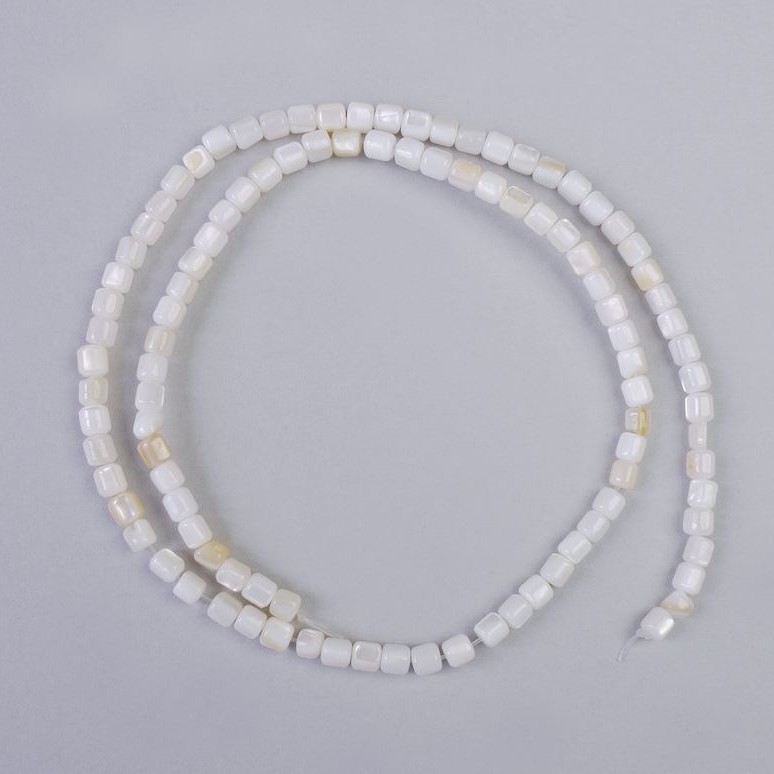 Mother-of-Pearl Cylinder Beads, diameter 3.5x3.5mm+-, length 37cm+- on fishing line