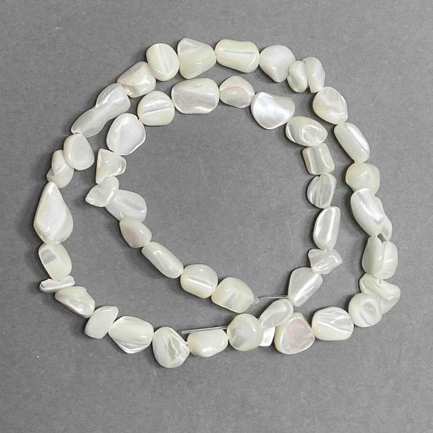 Mother-of-P Pearl Baroque Beads, 8x6mm diameter, 41cm length on beading thread