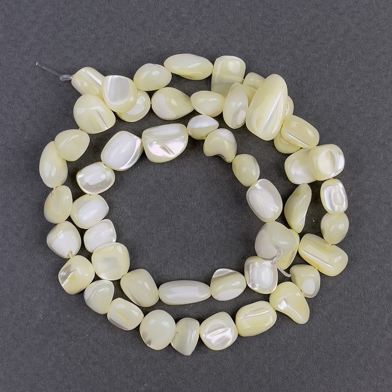 Mother-of-P Pearl Faceted Beads, 8x6mm diameter, 41cm long on thread