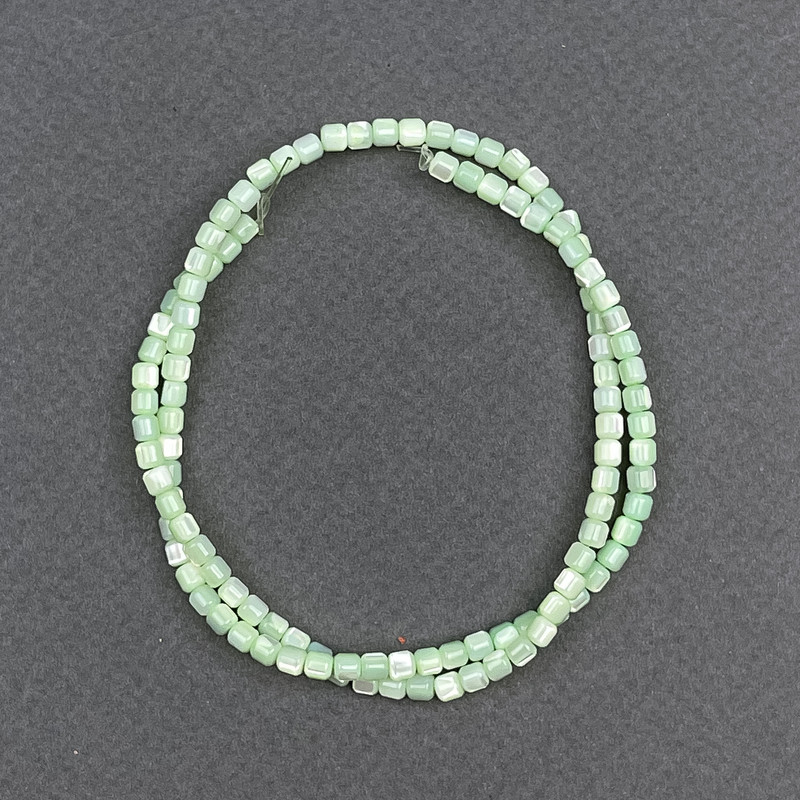 Beads tinted mint pearl cylinder 3.5×3.5mm diameter, 40cm length on fishing line