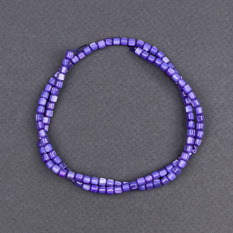Toned freshwater pearls Beads, purple cylindrical, diameter 3.5x3.5mm, ± length 40cm on thread