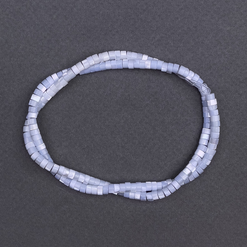 Beads, Sea Pearl Blue-Grey Disc shaped 4×2mm, approx. 40cm length on thread