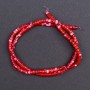 Colored Red Mother-of-P pearl disc beads, 4x2mm diameter, 40cm length on thread