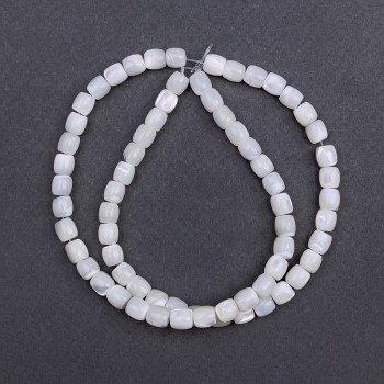 Mother of Pearl Beads Barrel, Diameter 6x6mm+/-, Length 40cm+/- on Nylon Thread