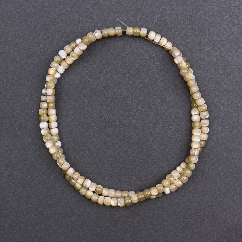 Mother-of-Pearl Beige Smooth Rondelle Beads, diameter 4x3mm+/-, length 40cm+/- on a strand