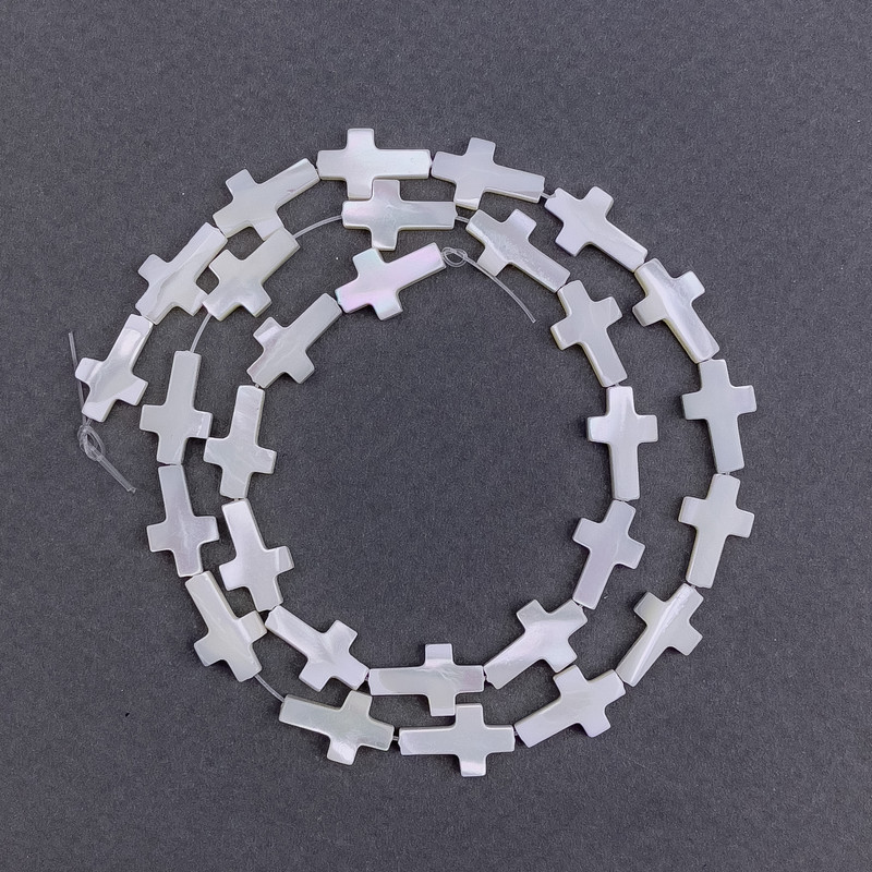 Mother-of-Pearl Cross Beads, diameter 8x14x3mm+/-, length 39cm+/- on a strand