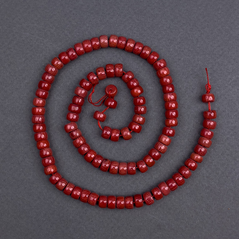 Natural Coral Disc Beads, diameter 6x4mm+-, length 40cm+- on thread