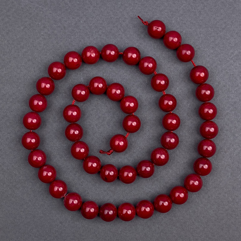 Coral Natural Smooth Round Beads, diameter 9mm+/-, length 40cm+/- on a strand