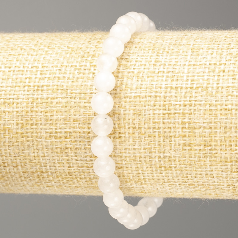 Bracelet White Quartz (artificial acrylic) smooth bead, diameter 6.5mm±, length 18cm (stretch)