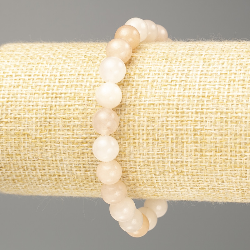 Bracelet Selenite (synthetic acrylic) smooth bead, diameter 8mm±, length 18cm (stretch)