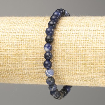 Bracelet Sodalite natural stone smooth bead, diameter 6mm+-, length 18cm (stretch)