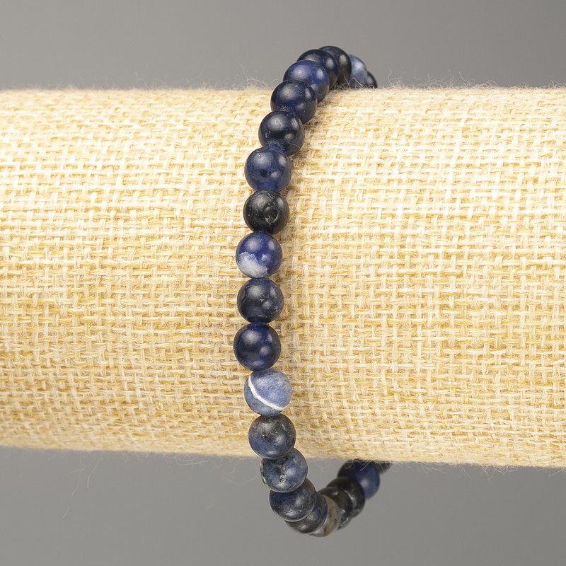 Bracelet Sodalite natural stone smooth bead, diameter 6mm+-, length 18cm (stretch)