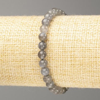 Bracelet Labradorite natural stone smooth beads, diameter 6mm±, length 18cm (stretch)
