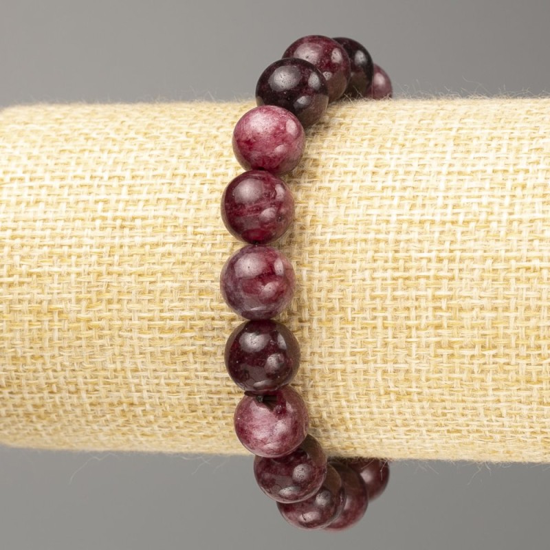 Garnet Bracelet, natural stone, smooth bead, Ø10mm ±, length 18cm (elastic)