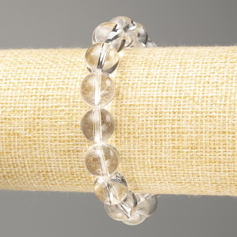Bracelet Mountain Crystal Smooth Bead, 12mm diameter ±, length 18cm (stretch)
