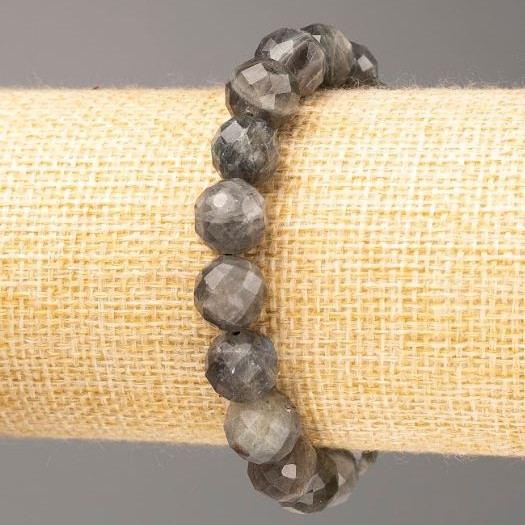 Bracelet Labradorite natural stone faceted bead, diameter 10mm±, length 18cm (stretch)