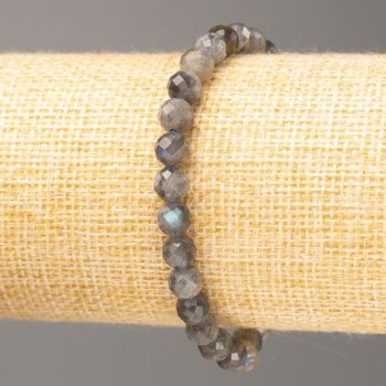 Bracelet Labradorite natural gemstone faceted bead, diameter 6mm+-, length 18cm (stretch)