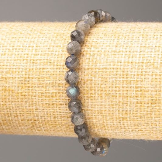 Bracelet Labradorite natural gemstone faceted bead, diameter 6mm+-, length 18cm (stretch)