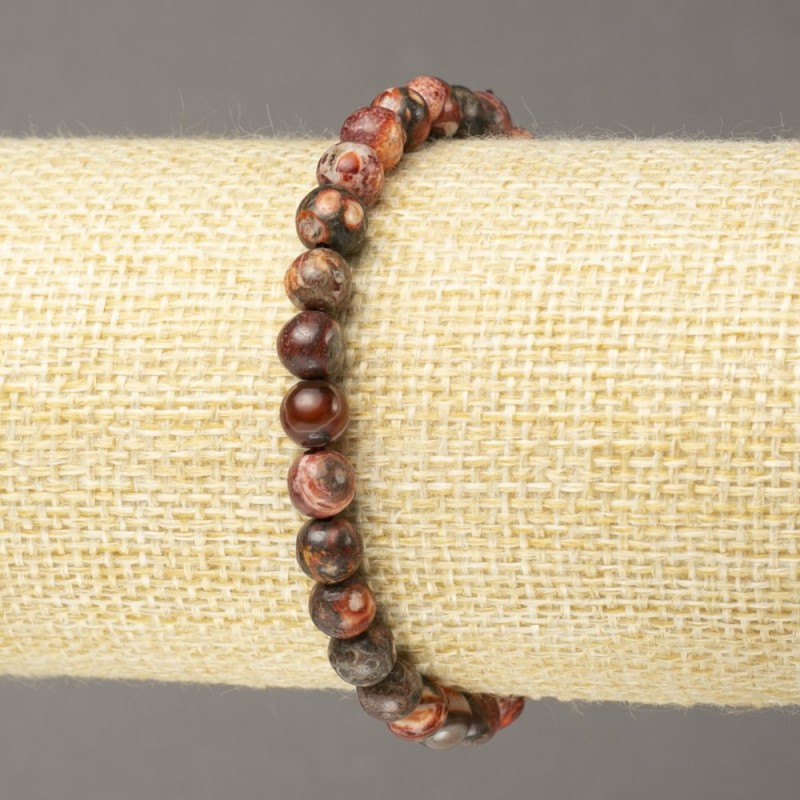 Elastic bracelet Ocean Jasper smooth round beads 6mm diameter