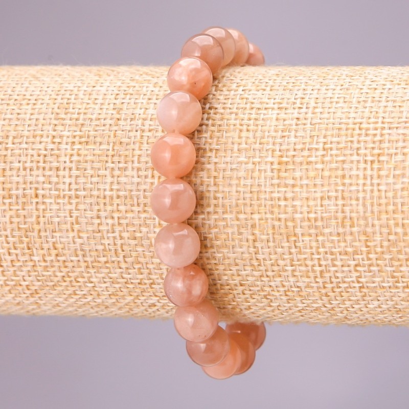 Natural Selenite Stone Bracelet on Elastic with Smooth Beads, 10mm diameter (±), 18cm circumference
