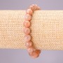 Natural Selenite Stone Bracelet on Elastic with Smooth Beads, 10mm diameter (±), 18cm circumference