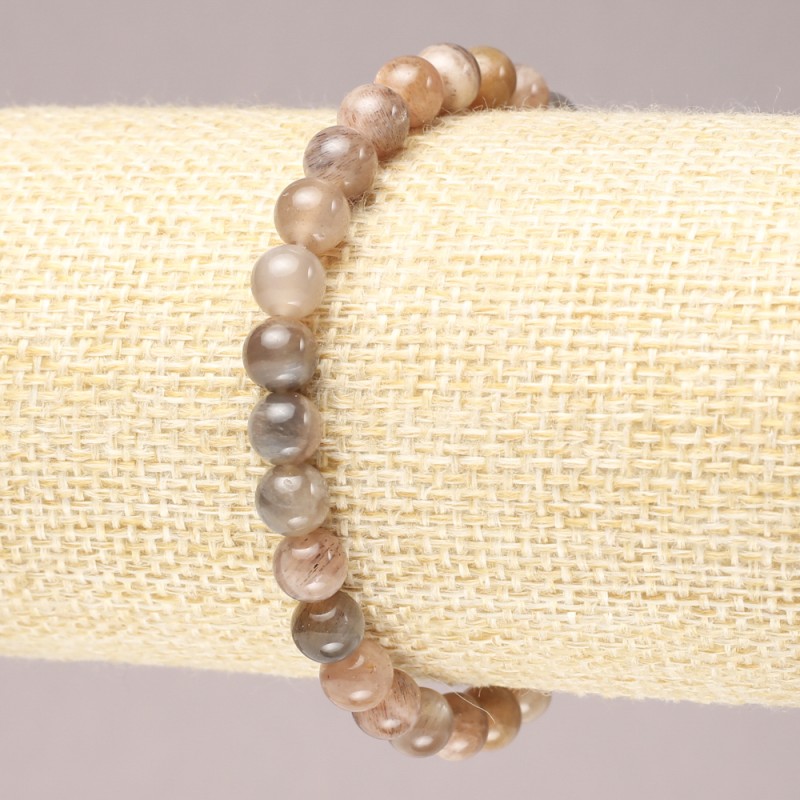 Elastic bracelet with natural selenite beads, smooth sphere, 6mm diameter