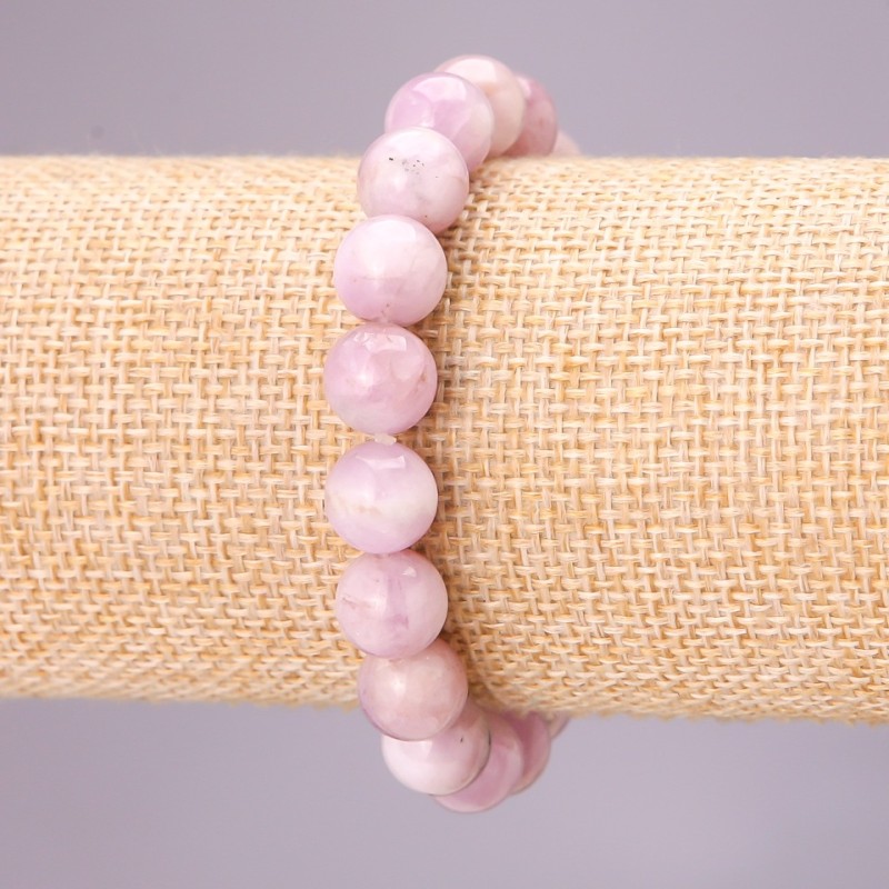Kunzite Bead Bracelet on Elastic, Smooth Round Beads, 10mm ±, Length 18cm