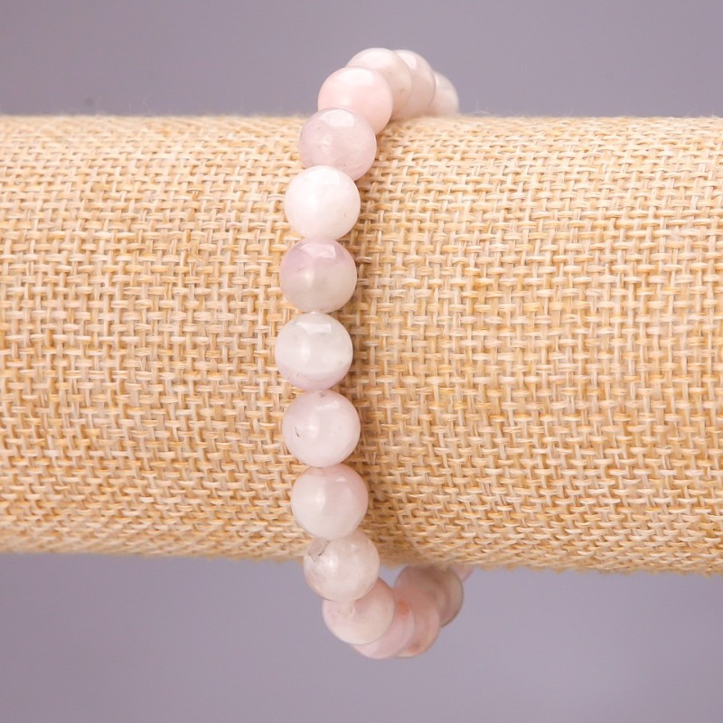 Kunzite Stone Bracelet on Elastic - Smooth Beads, 8.5mm (±), 18cm