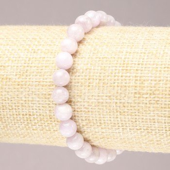 Elastic bracelet with Kunzite smooth rounds, diameter 7.5 mm