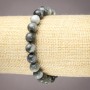 Elasticated bracelet of natural stone Hawk's Eye smooth beads, diameter 8(±)mm