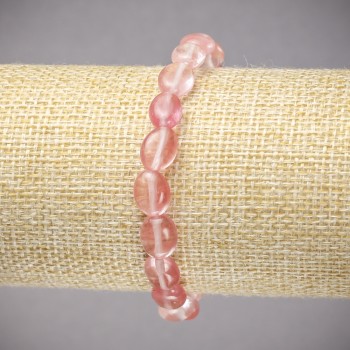 Bracelet on elastic natural chalcedony smooth oval beads, diameter 10x8mm+-, length 18cm+-