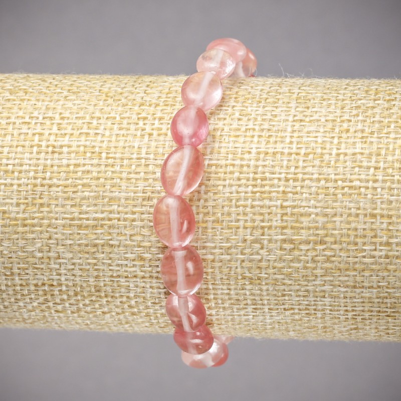 Bracelet on elastic natural chalcedony smooth oval beads, diameter 10x8mm+-, length 18cm+-