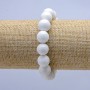 Elastic bracelet with White Agate smooth beads, diameter 12mm, length 18cm