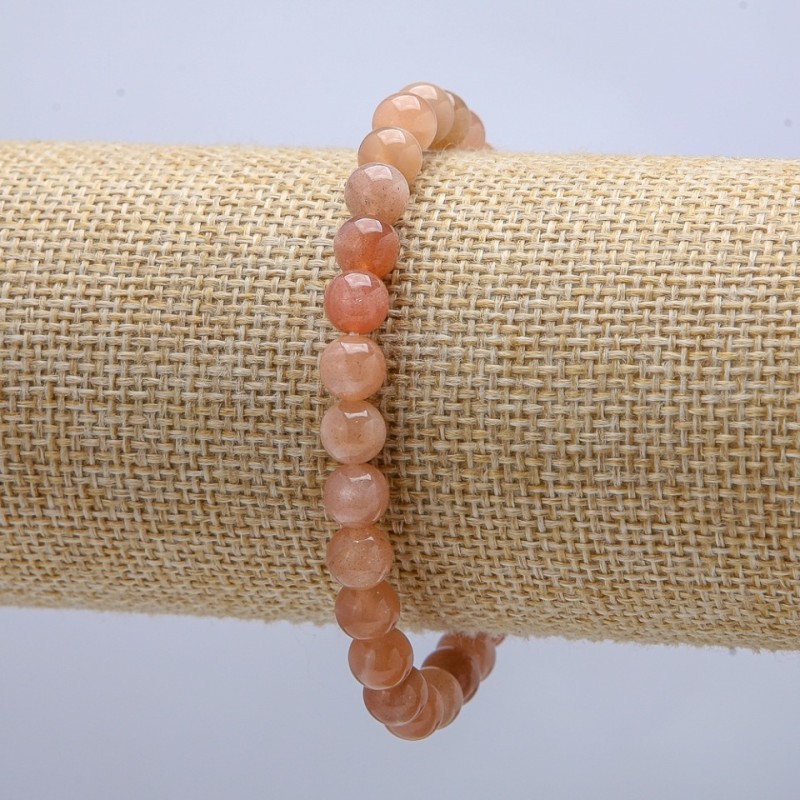 Elastic bracelet with natural selenite, smooth 6mm beads, 18 cm circumference +