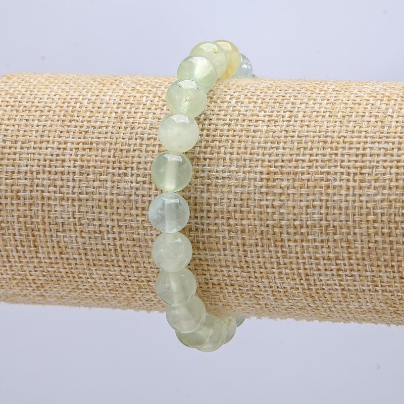 Elastic Bracelet Prehnite Smooth Bead, 8mm diameter, 18cm length +
