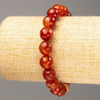 Carnelian Bead Bracelet Natural Stone Granulated Ball, 10mm diameter ±, length 18cm (stretch)
