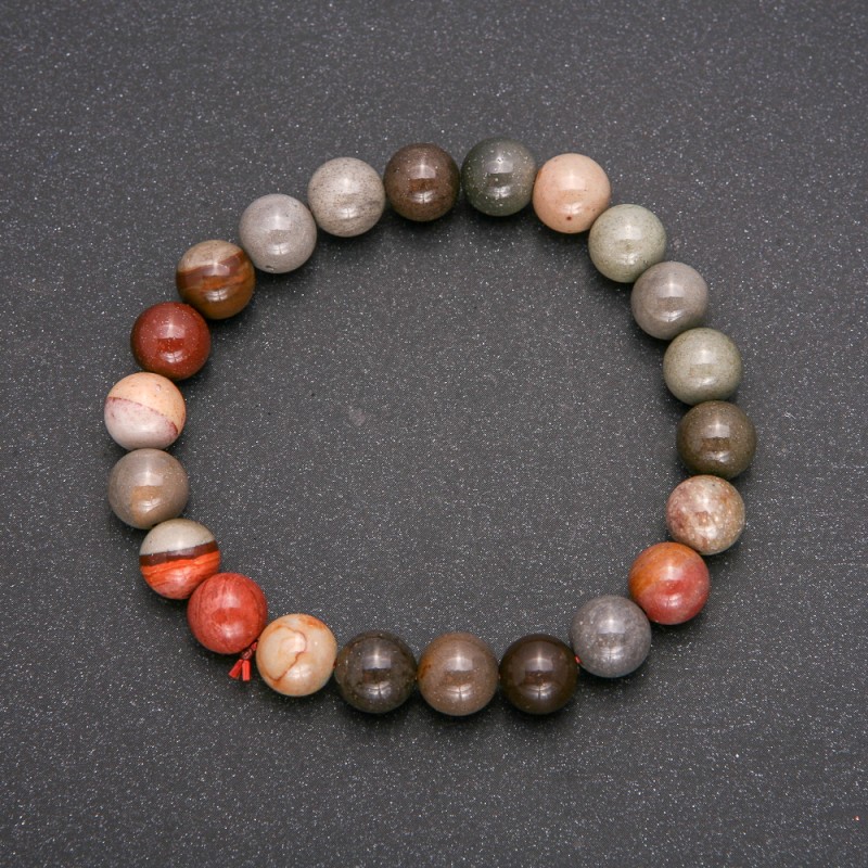 Bracelet Jasper natural stone on elastic smooth bead, diameter 8 mm circumference 18 cm