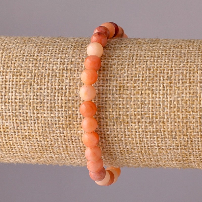 Bracelet with Selenite on elastic, smooth beads, 6mm diameter, 18cm circumference