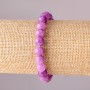 Toned Quartz Bead Bracelet with Amethyst, elastic band, smooth ball, 10mm diameter, 18cm circumference