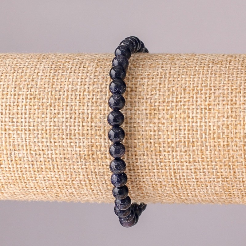 Aventurine Bracelet Cairo Night Blue Sand on elastic, smooth ball bead, diameter 6mm, circumference 18cm