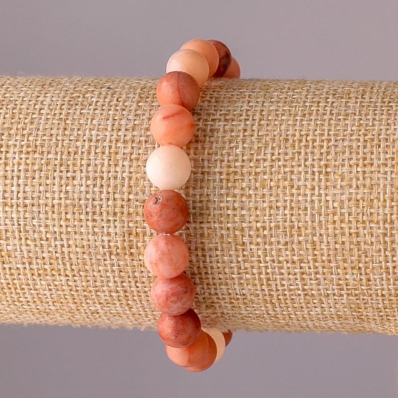Bracelet Selenite on elastic smooth beads, 8mm diameter, 18cm circumference