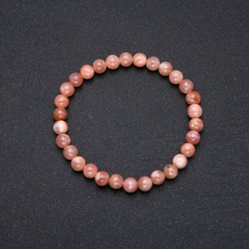 Bracelet made from natural stone Selenite on elastic with smooth beads, diameter 7(±)mm, circumference 18cm