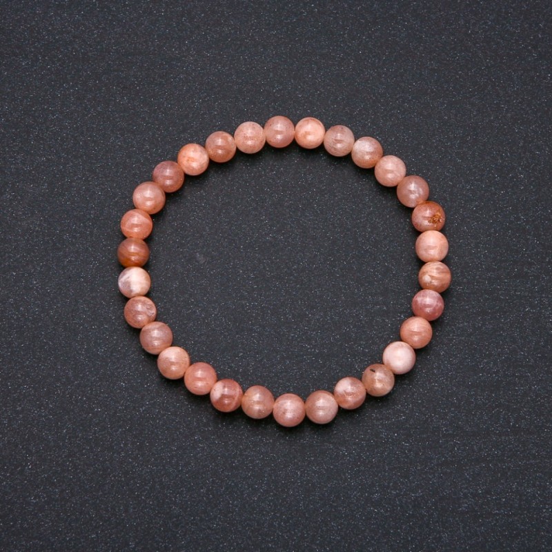 Bracelet made from natural stone Selenite on elastic with smooth beads, diameter 7(±)mm, circumference 18cm