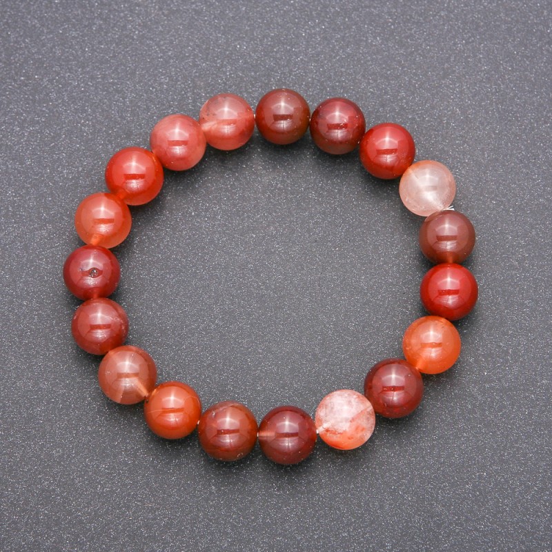 Bracelet with Natural Stone Rutile Quartz Assorted on Elastic Band, Smooth Bead, Ø 10(±)mm, Length 18cm