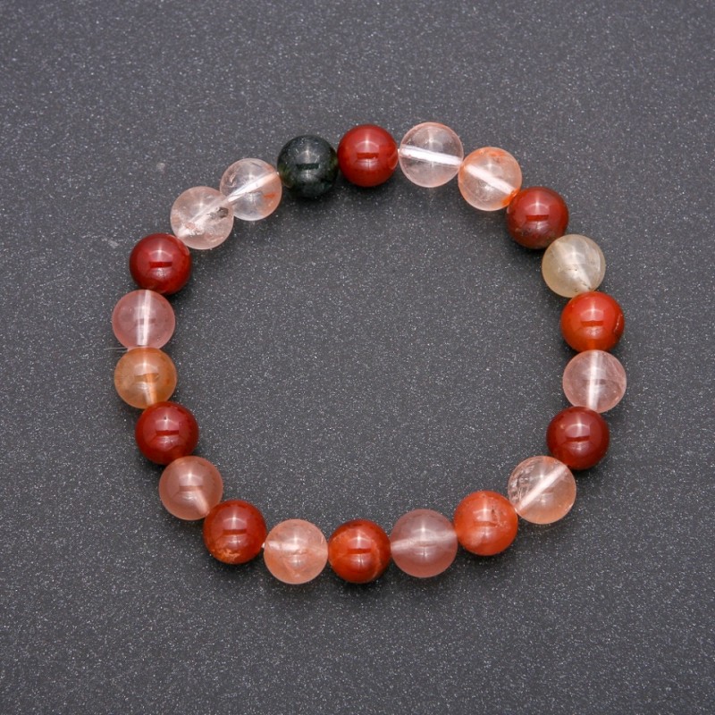 Bracelet made of natural stone Rutile Quartz Assortment on elastic smooth bead, diameter 8(±)mm, length 18cm