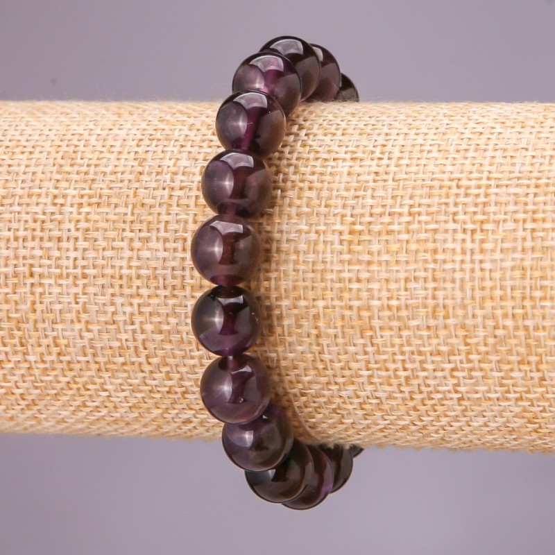 Amethyst Bracelet on elastic cord, smooth beads, diameter 8(±)mm, wrist circumference 18cm